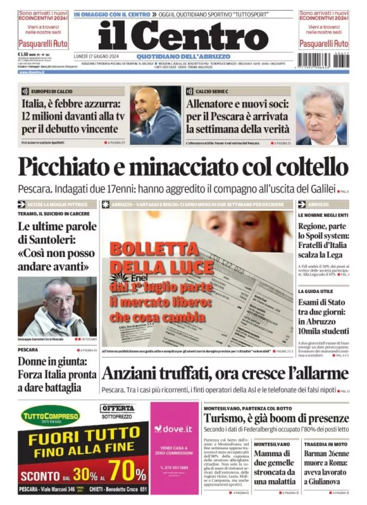 Prima-pagina-il centro-oggi-edizione-del-2024-06-17